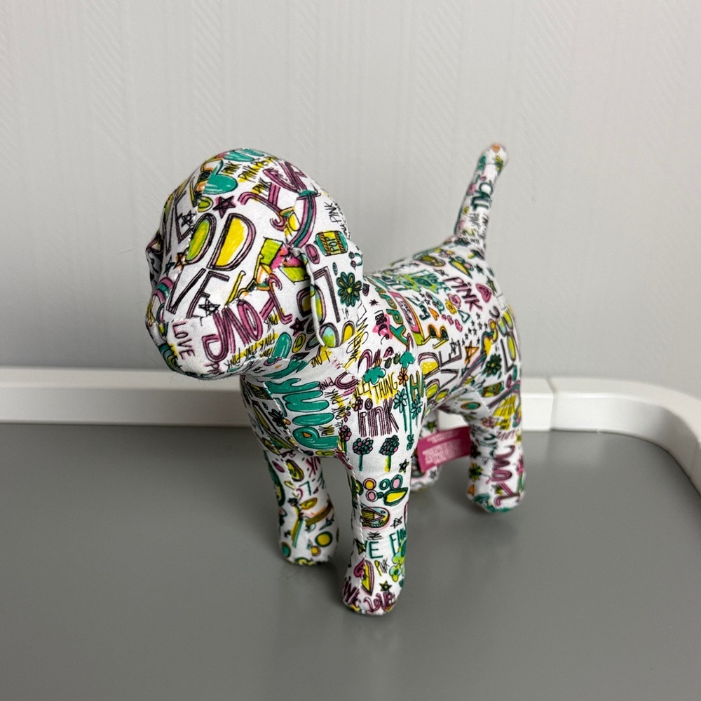Victorias Secret Pink Colorful Graphic Dog 7” Small